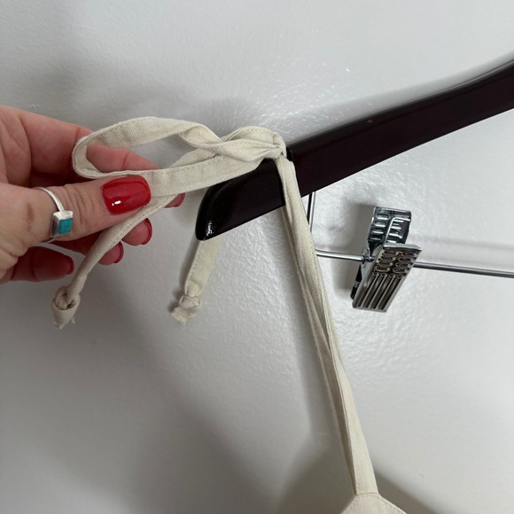 Aerie Women's Linen Blend Button Front Smocked Back Tie Strap Mini Dress Cream L - Picture 6 of 7